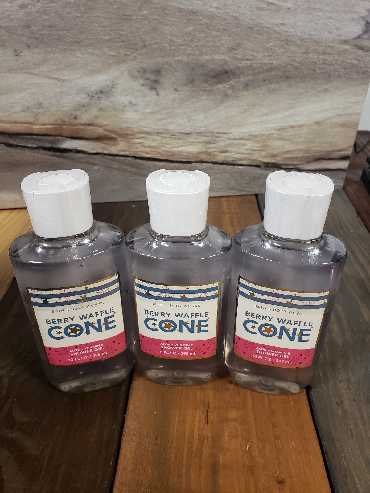 3PK Bath & Body Works Berry Waffle Cone Shower Gel Body Wash NEW