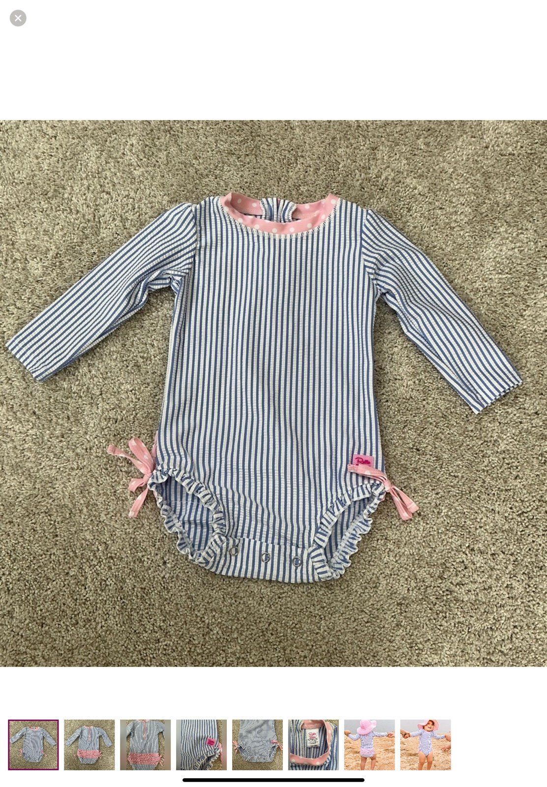 RUFFLE BUTTS 12-18M Seersucker Swimsuit