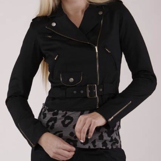 L.A.M.B. Spring 2008 y2k Black Rebel Wool Silk Motorcycle Jacket Gwen Stefani 2
