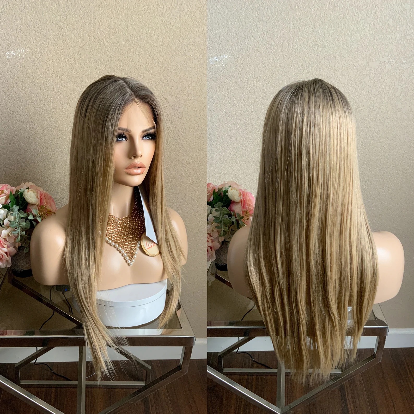 Cambridge- 24'' lace front dark root blonde wig Fit Cap | Little Wig Museum,luxu