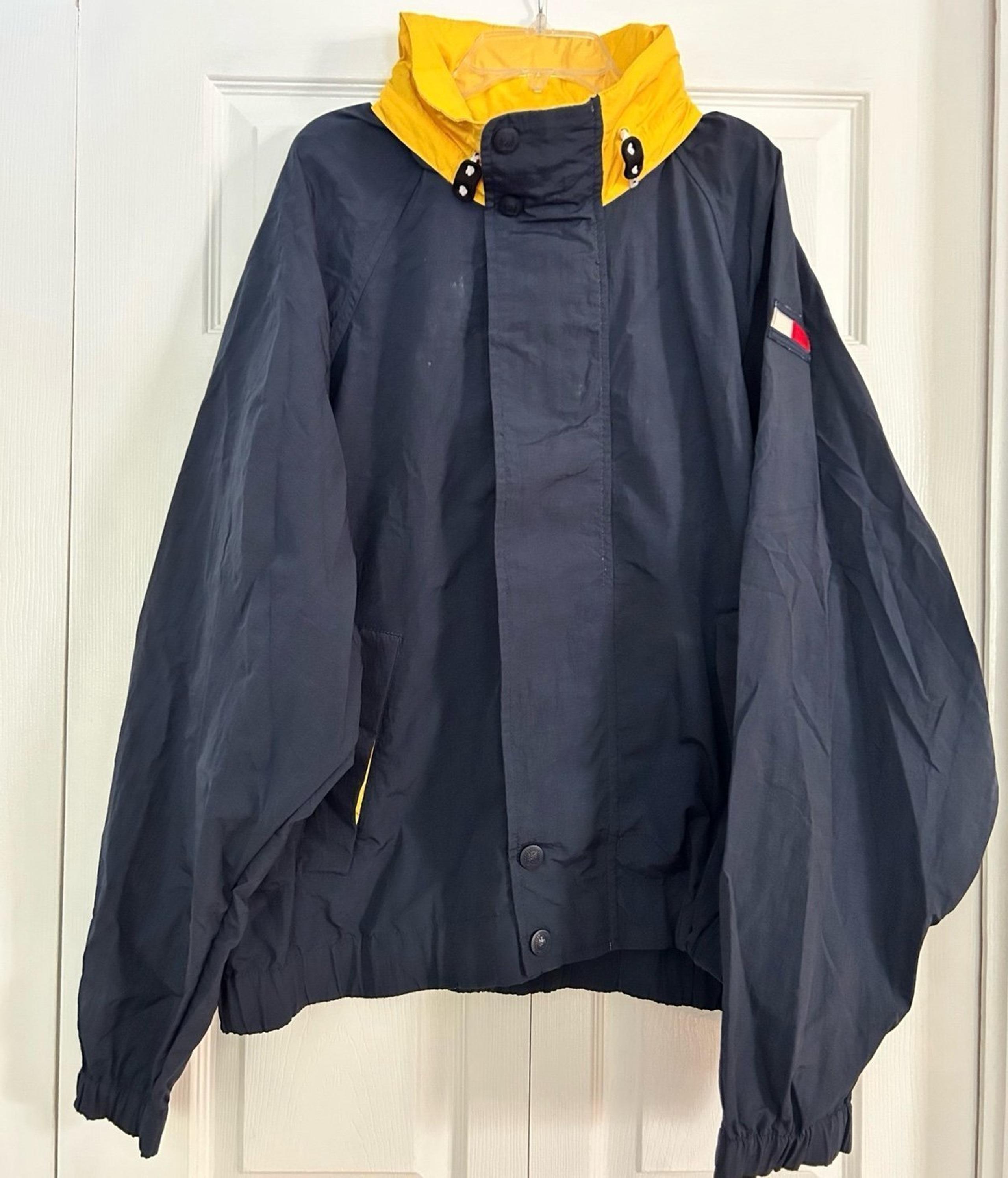 Vintage Y2K Tommy Hilfiger Jen Jen Mens M Blue Full Zip Windbreaker Jacket RI17