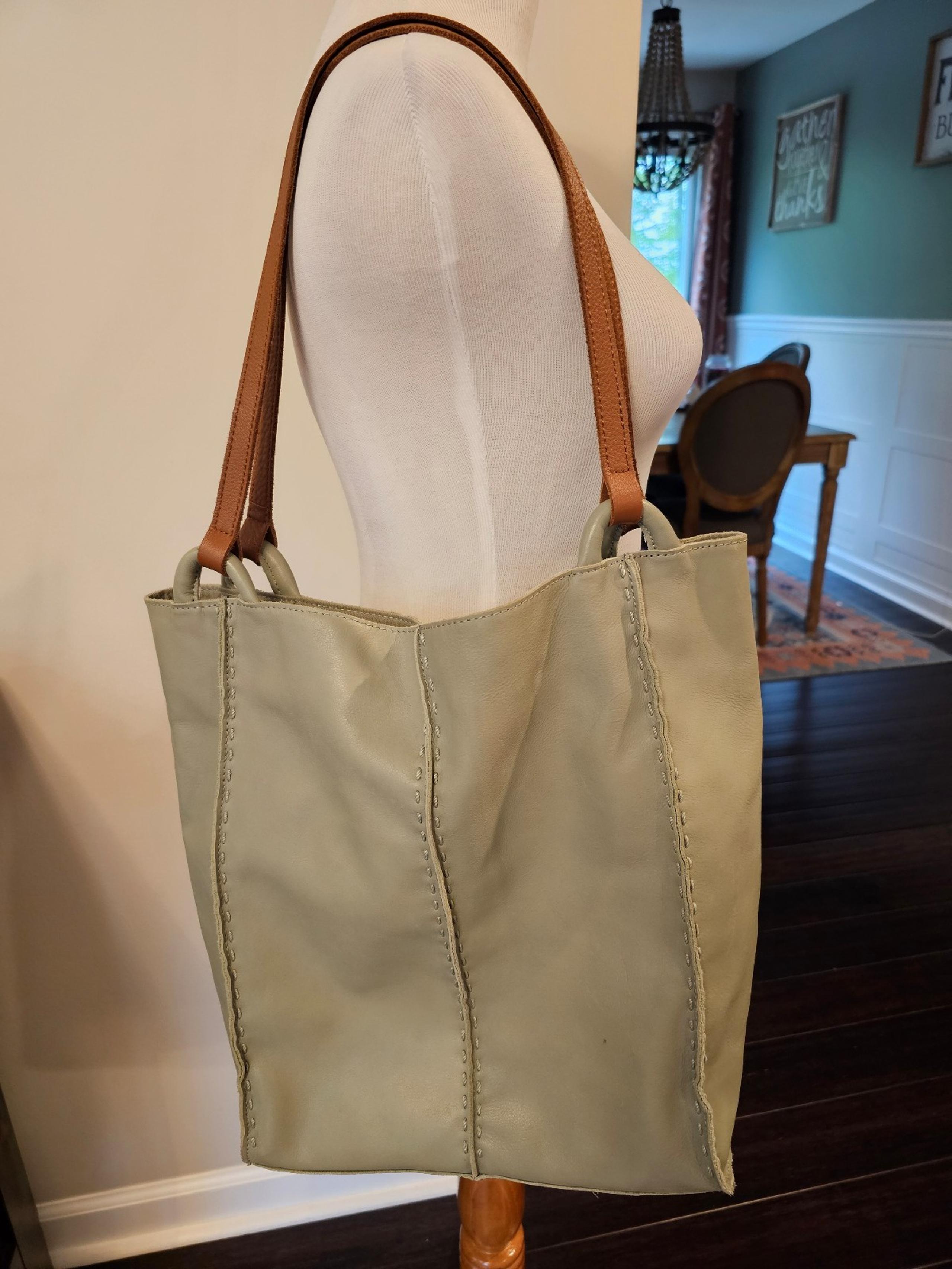 The Sak Los Feliz Slouchy Tall Leather Tote In SOLD Out Meadow (Green) Color Sof