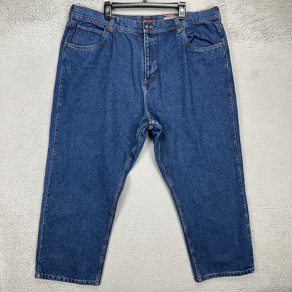 Five Brother Straight Jeans Mens 42X30 Blue Relax Fit Stoned Washed Denim NEW