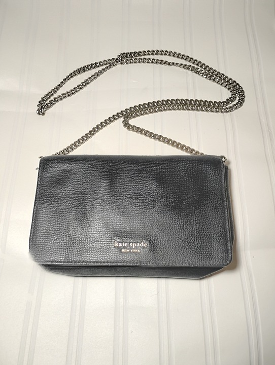 Kate Spade Saffiano Leather Flap Shoulder Bag Leather/Chain Strap WKRU2127 Black