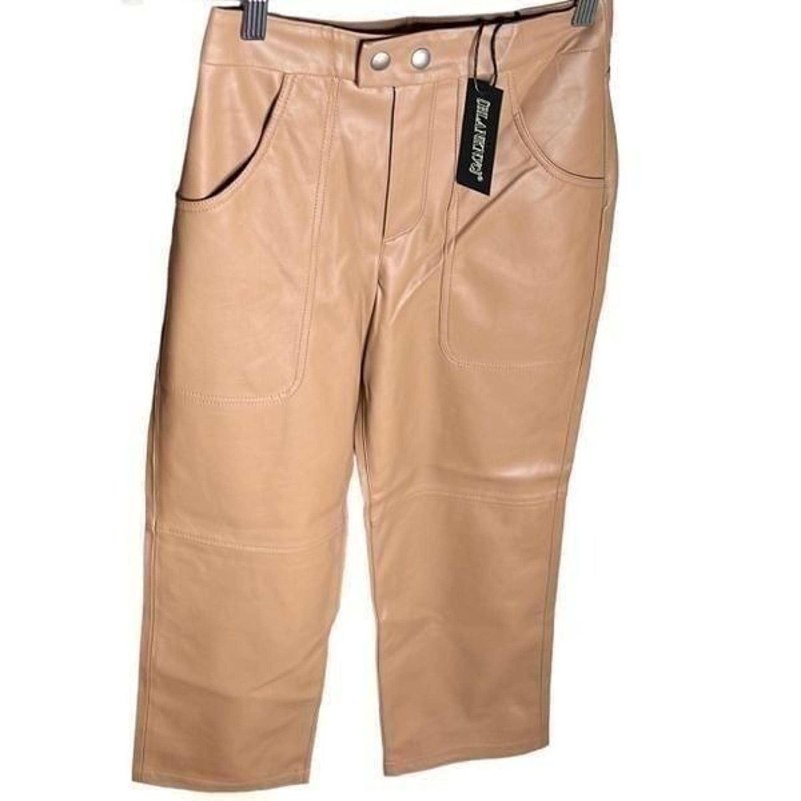 Blank NYC THE BAXTER IN LUCKY NUMBER PANT faux Leather Pants Tan Size 24 Nwt