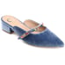 Journee Collection Jewel Mule Sandals Womens 9.5 M Blue Velvet Heel Shoes NWB