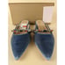 Journee Collection Jewel Mule Sandals Womens 9.5 M Blue Velvet Heel Shoes NWB