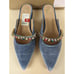 Journee Collection Jewel Mule Sandals Womens 9.5 M Blue Velvet Heel Shoes NWB