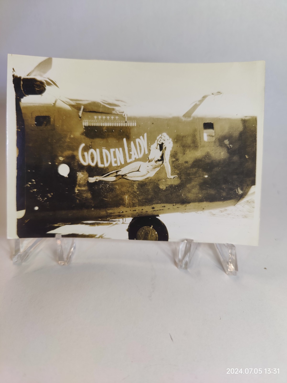WWII Nose Art ORIGINAL Army photograph B24-D Liberator Golden Lady Pinup Art