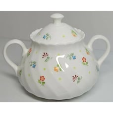 Vintage Wedgwood Sugar Bowl W Lid Cascade Pattern Floral Flowers Spring Blooming