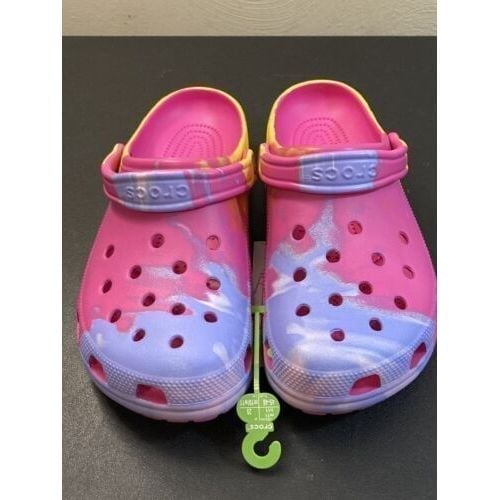 Crocs Classic Clog Men's 11 Women's 13 Pink Tie Dye Colorful Ombre Bright Color