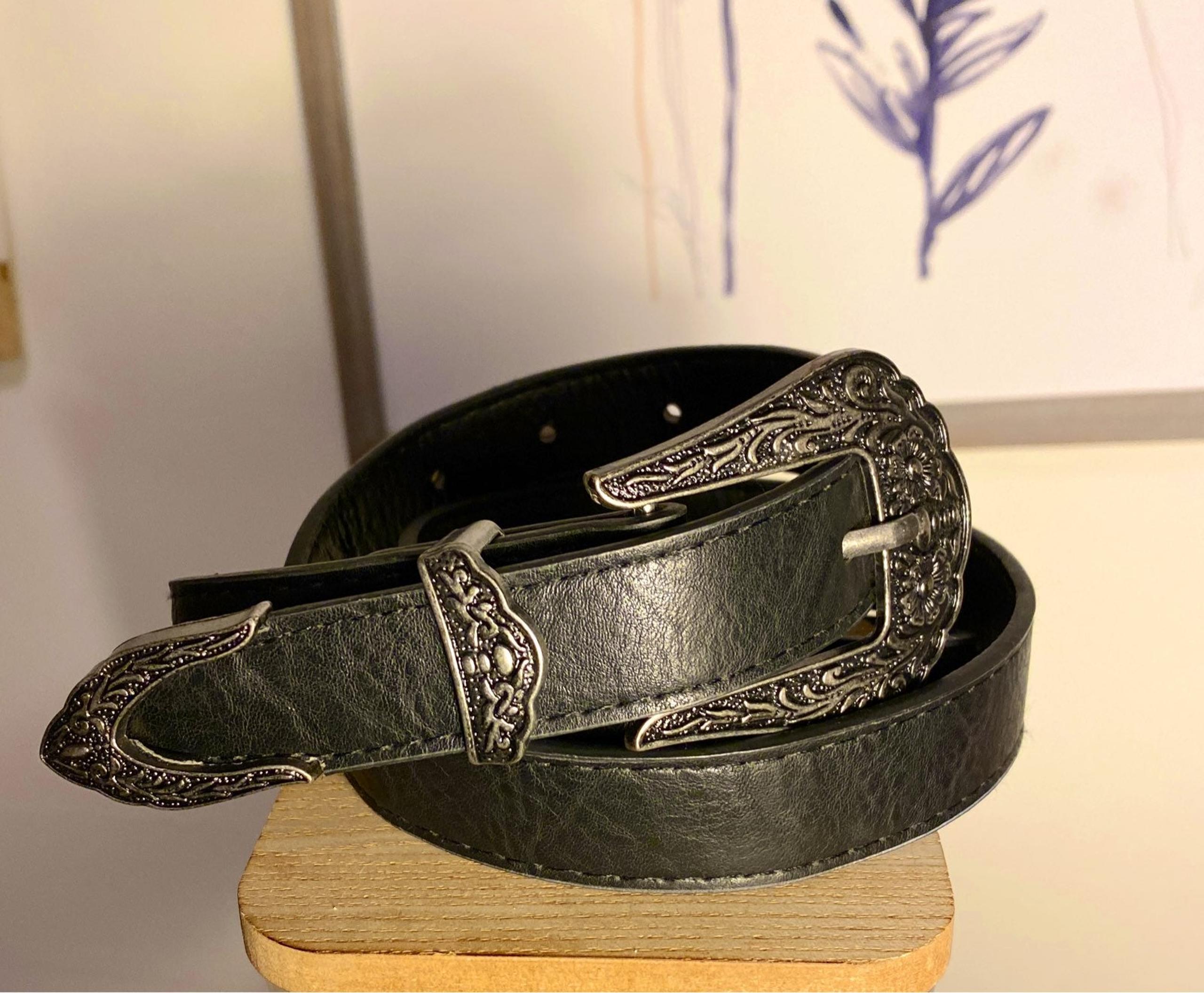 Black Belt with Gunmetal Flower accents