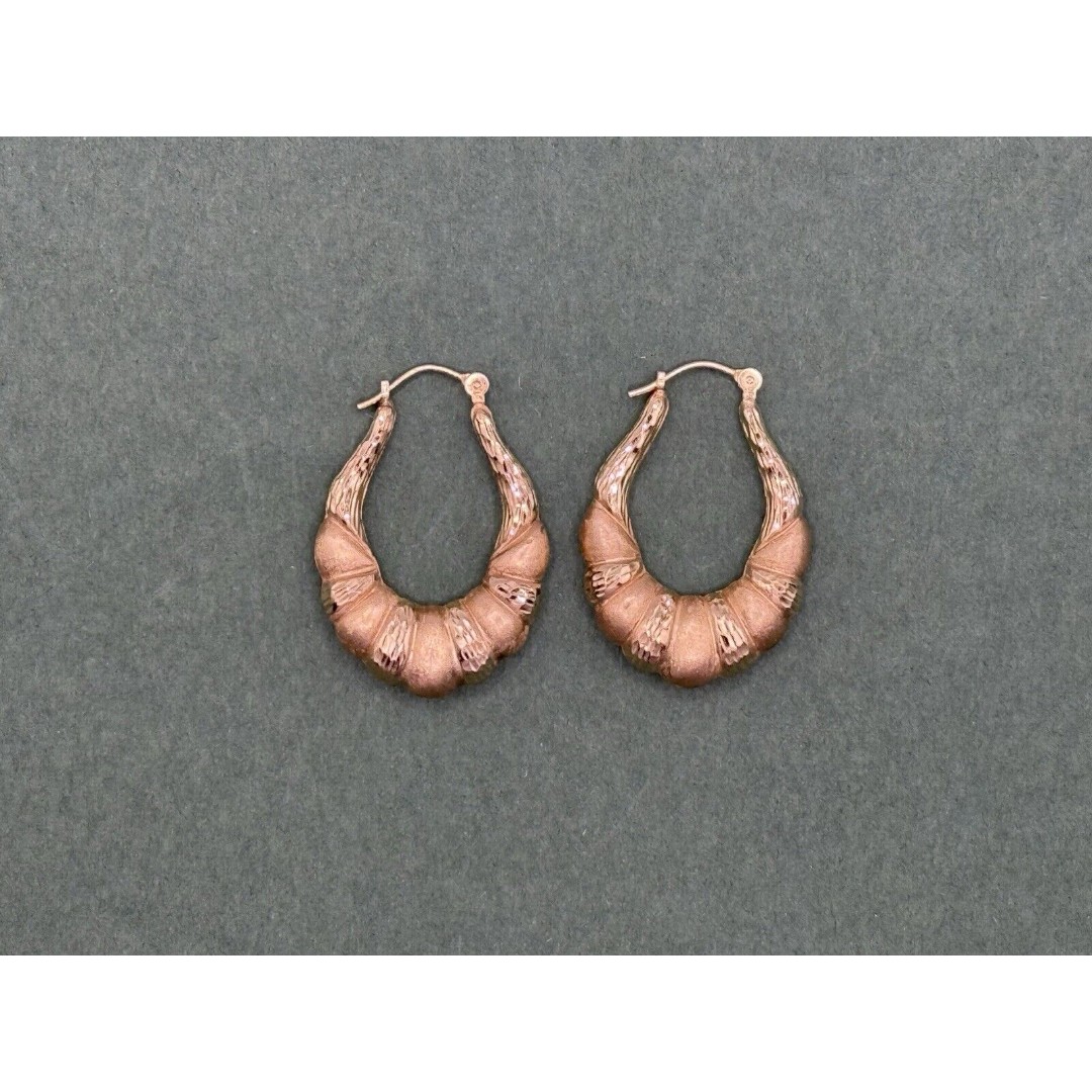 14K Gold Puffy Shrimp Hoop Earrings