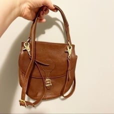 100% Genuine leather cognac brown crossbody top Handle satchel bag gold hardware