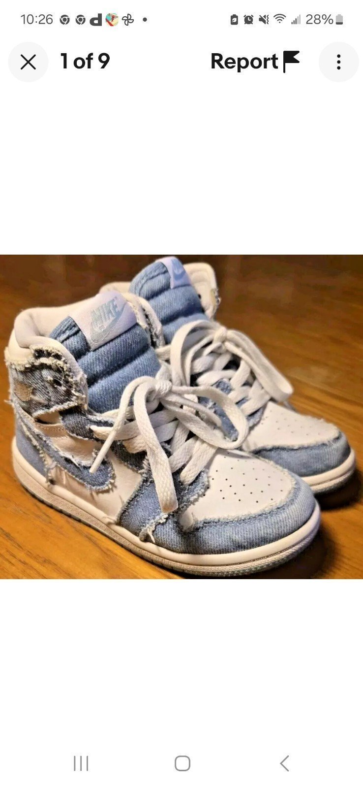 Nike air jordan 1 toddler size 9c retro hightops denim white sneakers shoes baby