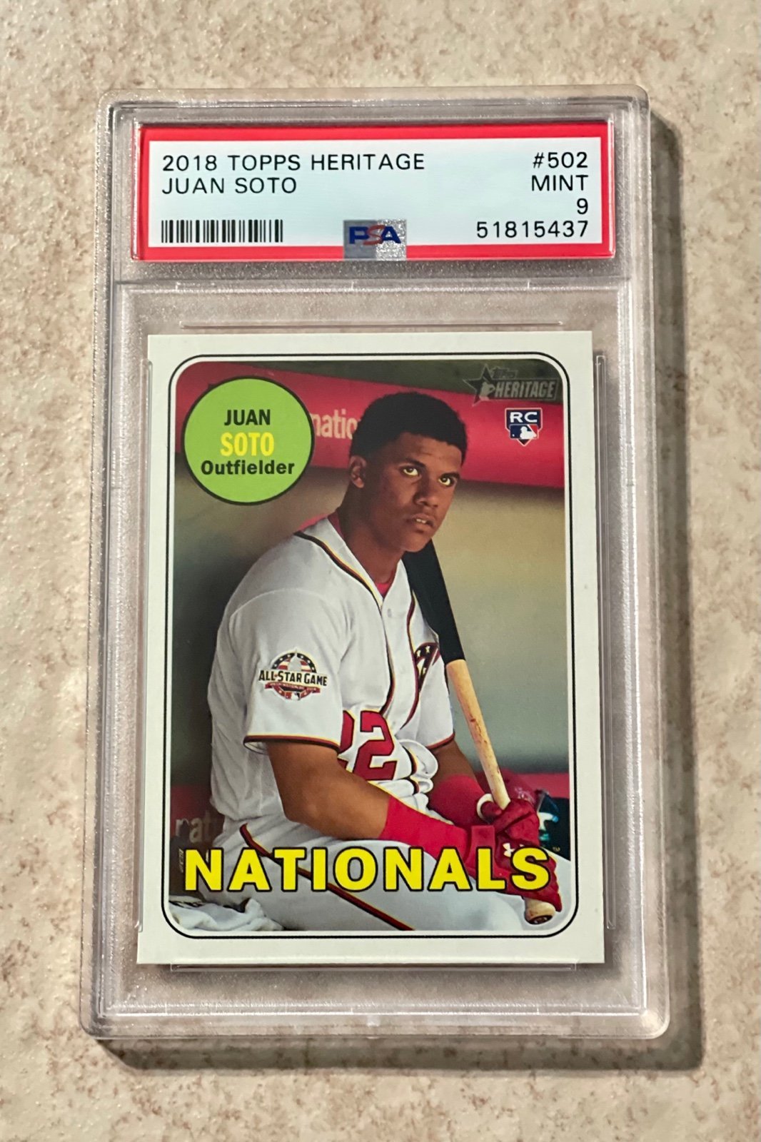 2018 Topps Heritage Juan Soto Rookie Card PSA Mint 9 Washington Nationals