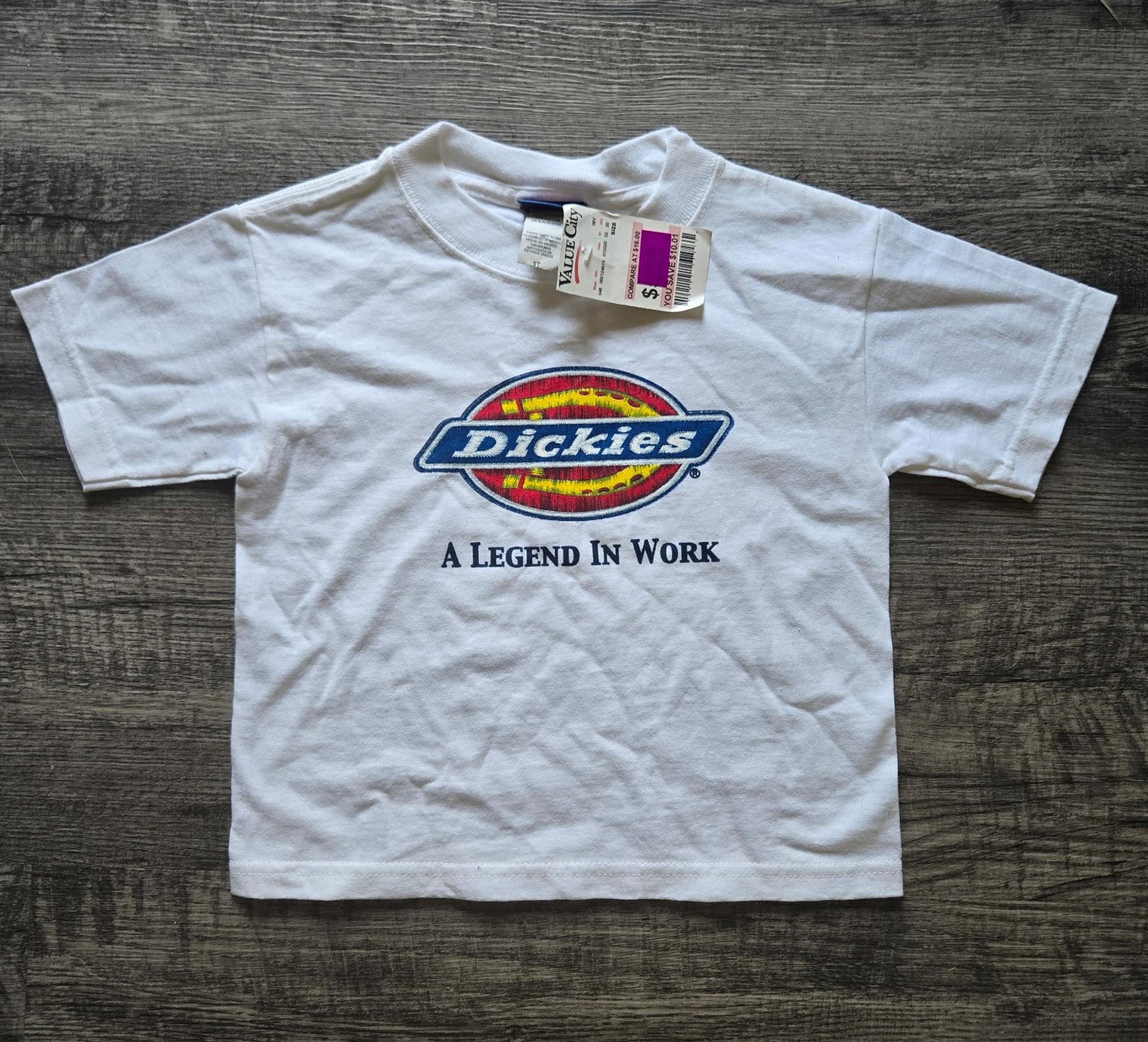 DICKIES 3t Logo T Shirt Classic White VINTAGE 90s RARE FIND! Single Stitch!