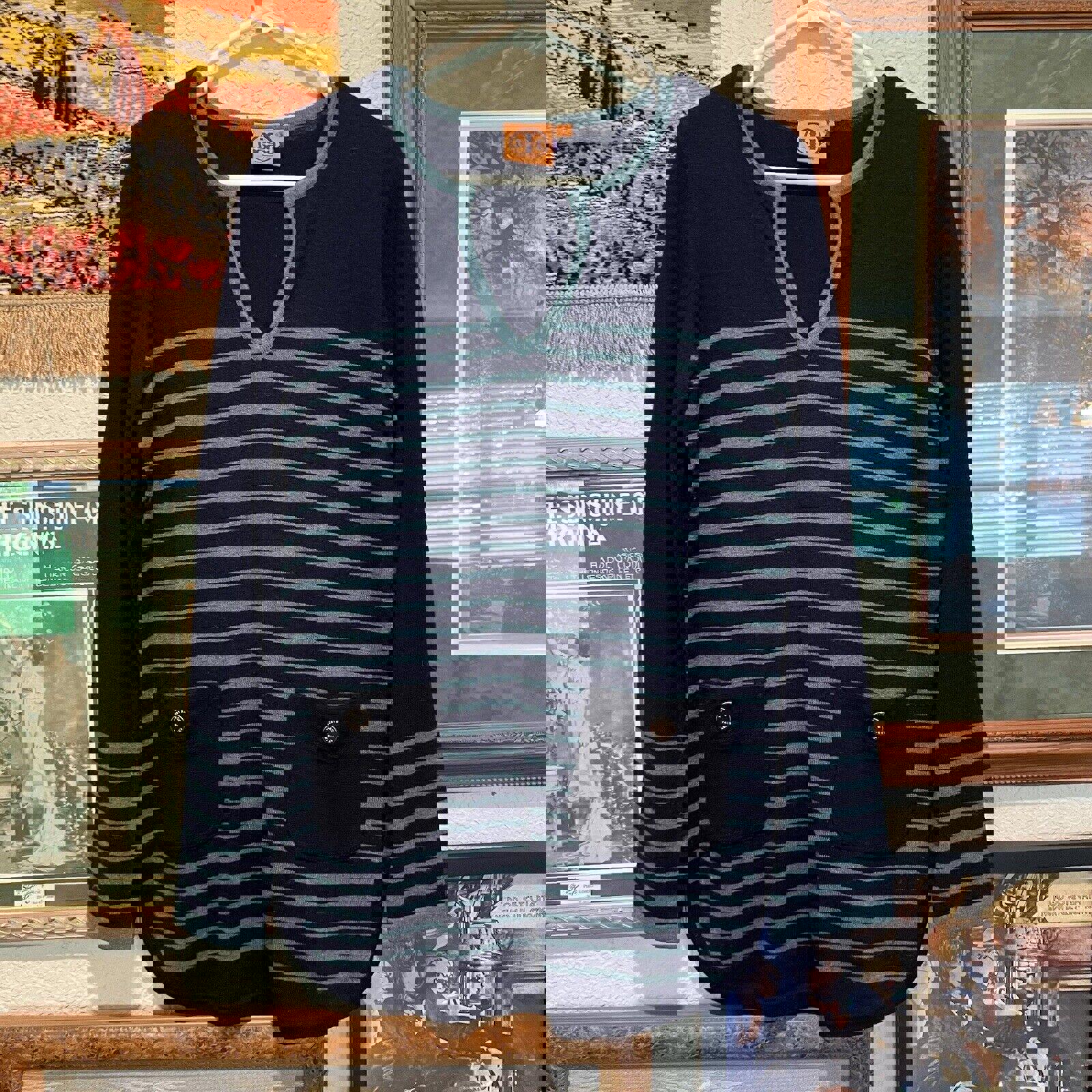 NWOT Y2K Tory Burch Designer Knit Striped Sweater Size Medium