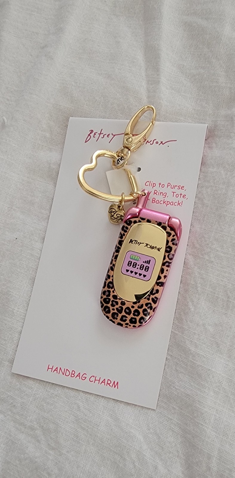 Betsey johnson cellphone bag charm keychain