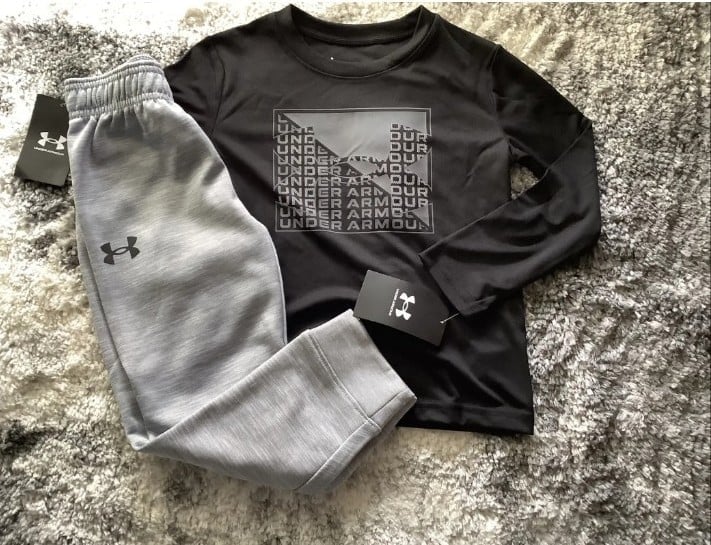 Boys under Armour long sleeve shirt & joggers outfit size 7( NWT)