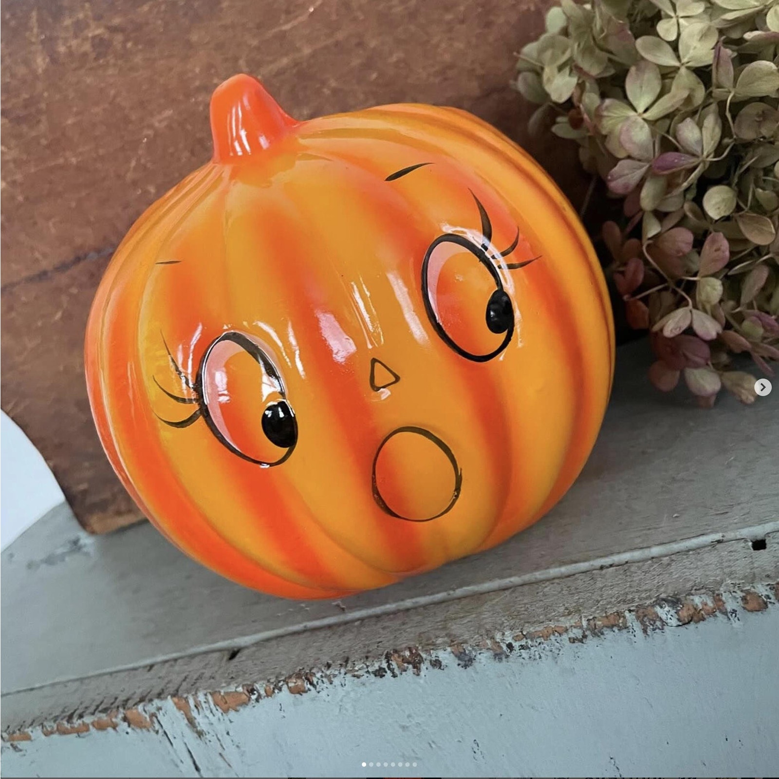 Vintage Halloween Anthropomorphic Jack JOL Pumpkin Planter Holland Floral Taiwan