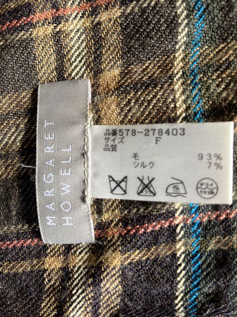 Margaret Howell Lambswool Grid Check Scarf - Ink/Ginger