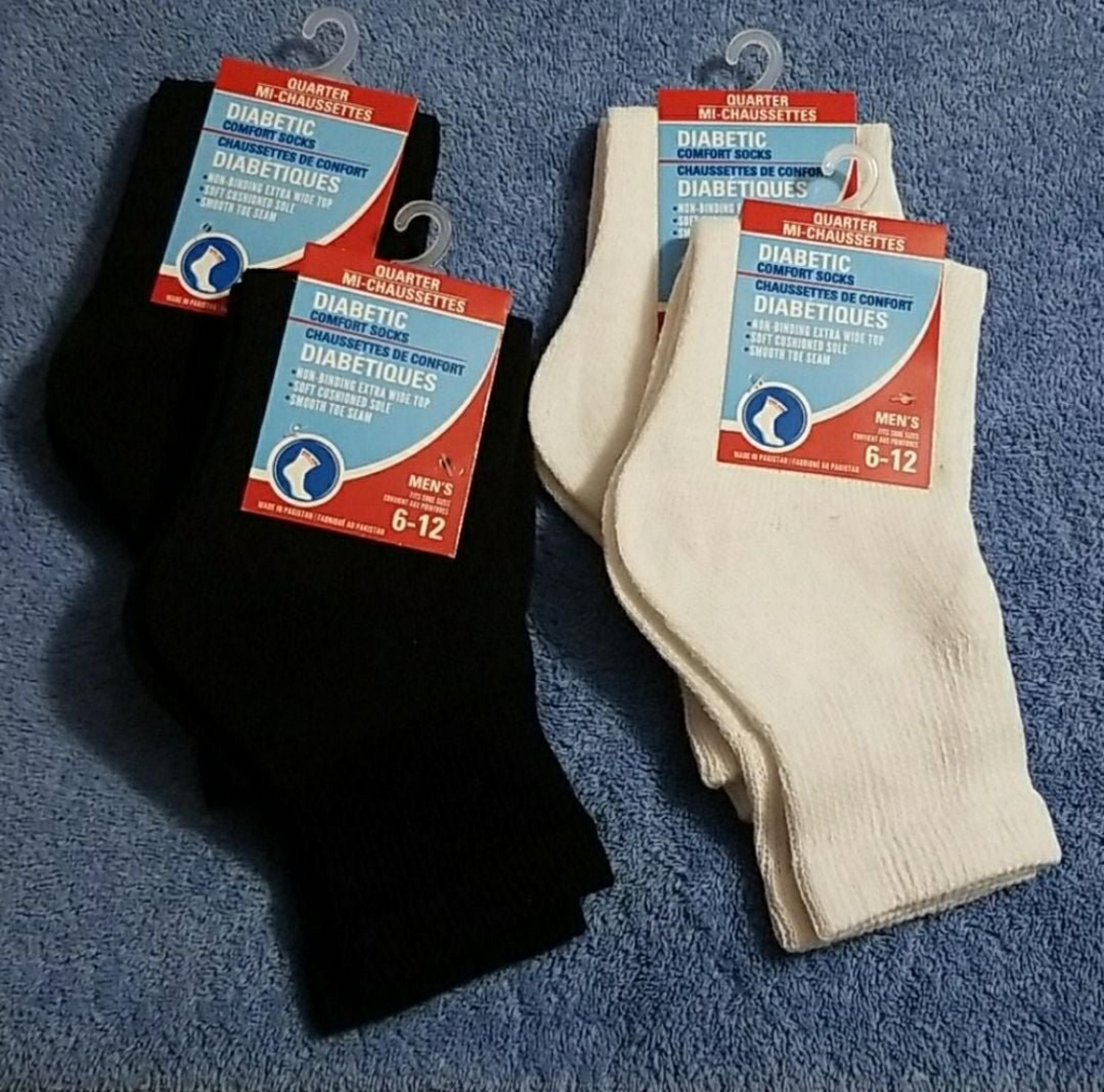 NEW 4 Pair Men's Diabetic Quarter Socks