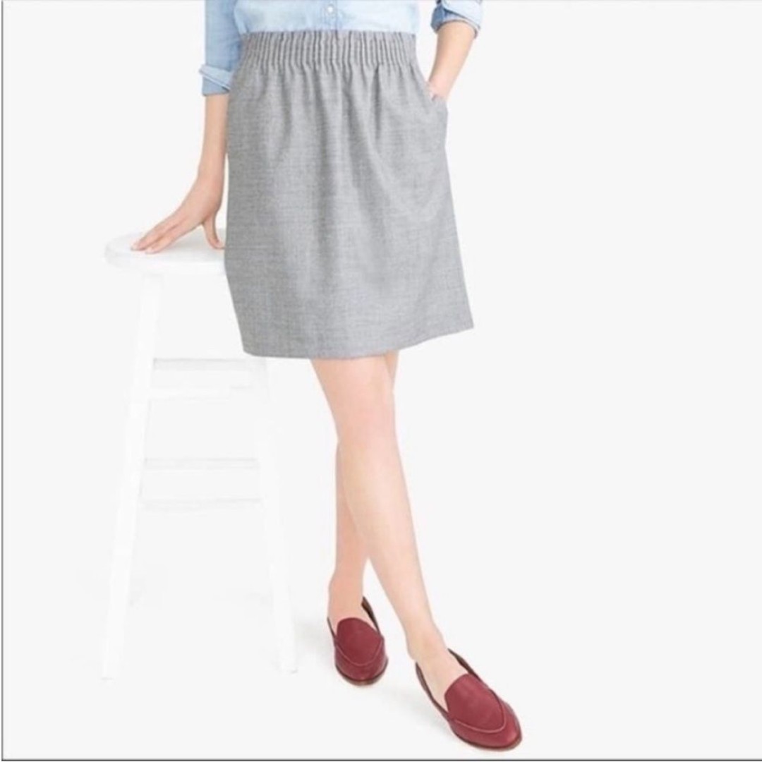 J. Crew Stretch Wool Elastic Waistband Sidewalk Career Skirt w/Pockets, 6