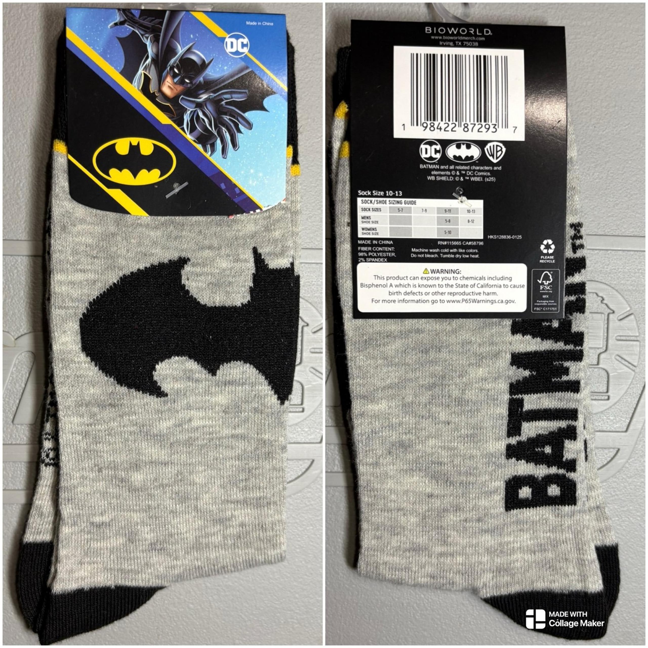 Batman Crew Socks Men’s Crew Size 8-12 by Bioeaold