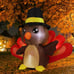 4FT Tall Thanksgiving Inflatables Turkey Baby in Hat with Built-in LEDs
