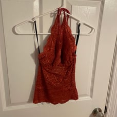 Vintage y2k rust colored lace Bebe sexy halter top