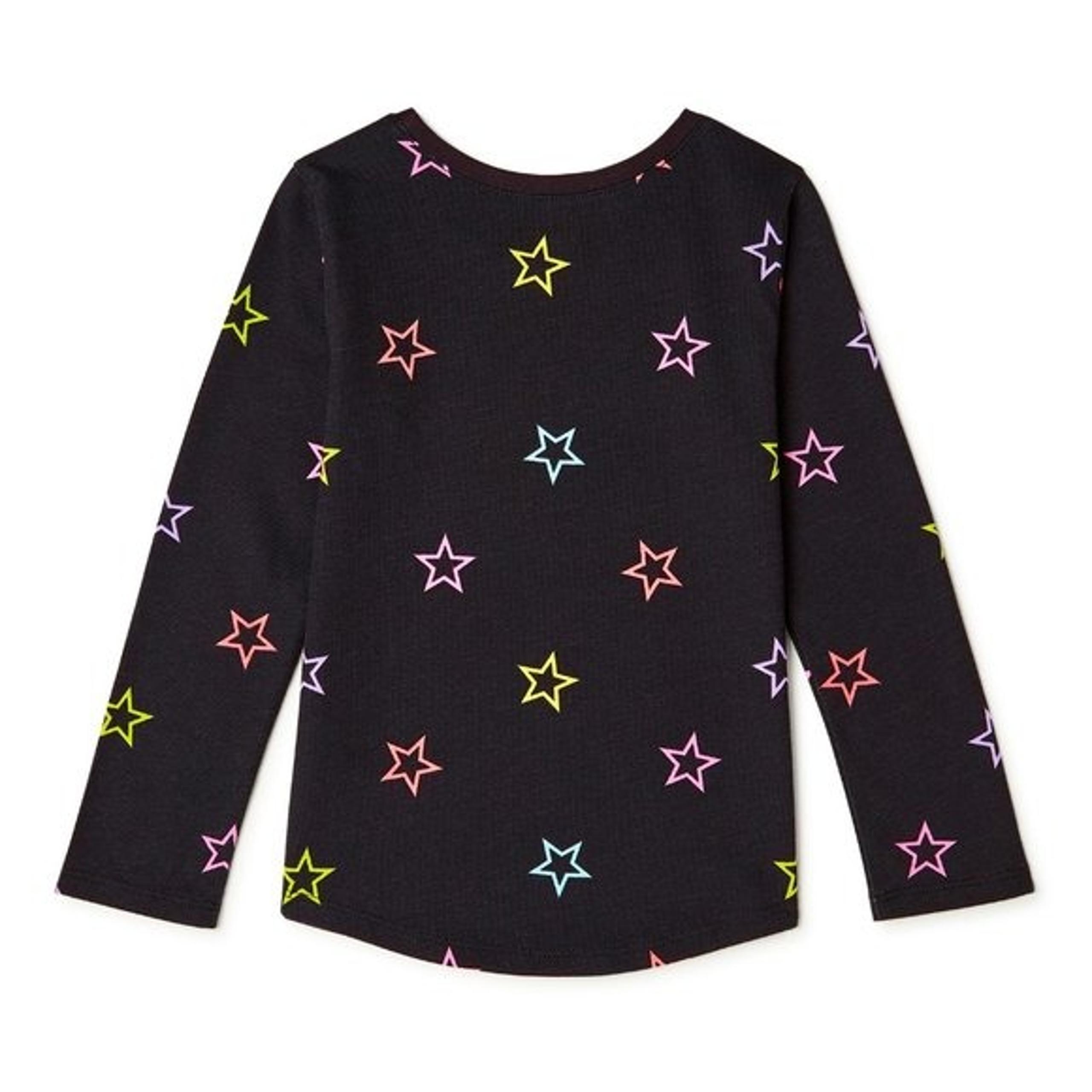 NEW 2T Girls Black Colorful Stars Tee