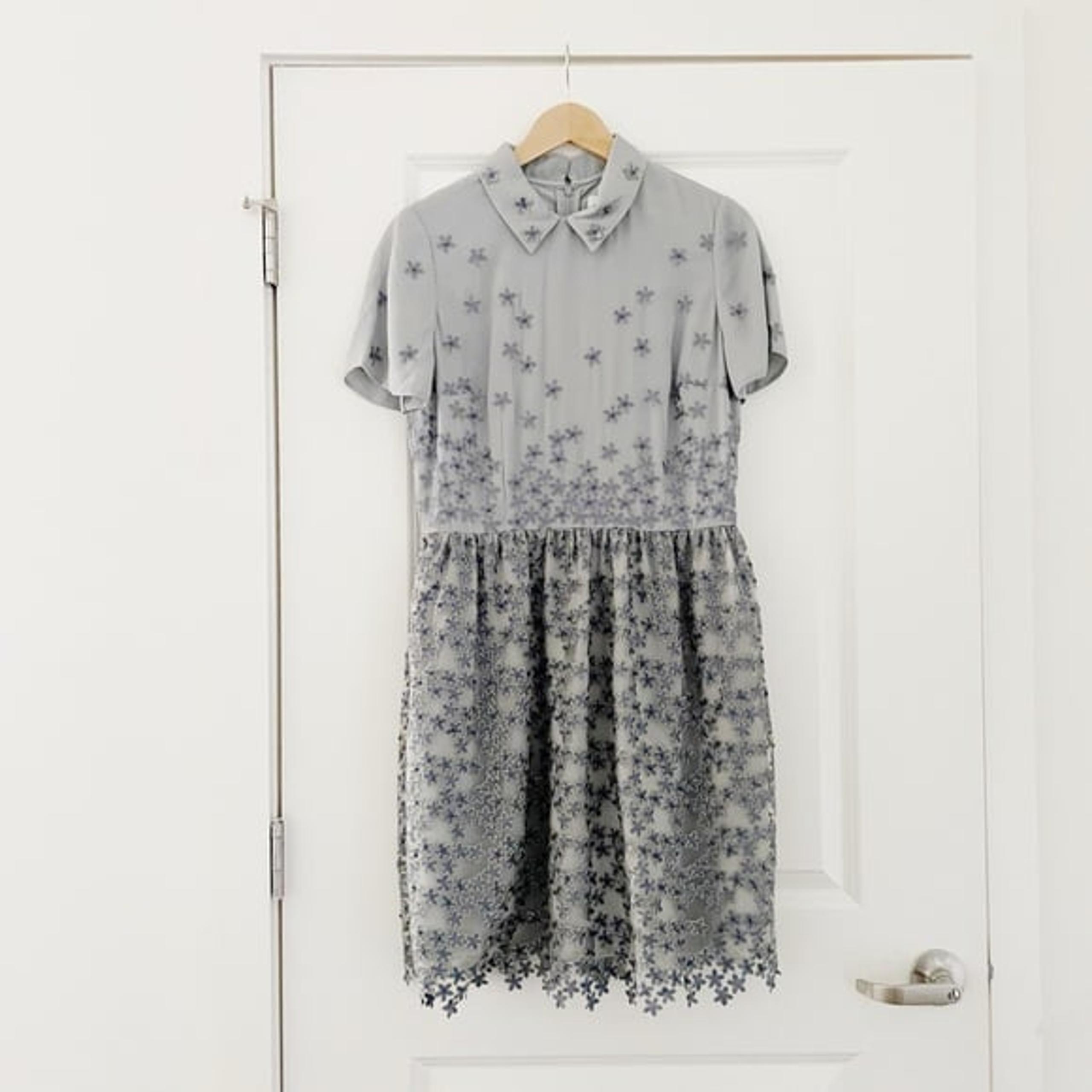 Reiss Emerson Beaded Floral Collared Skater Dress