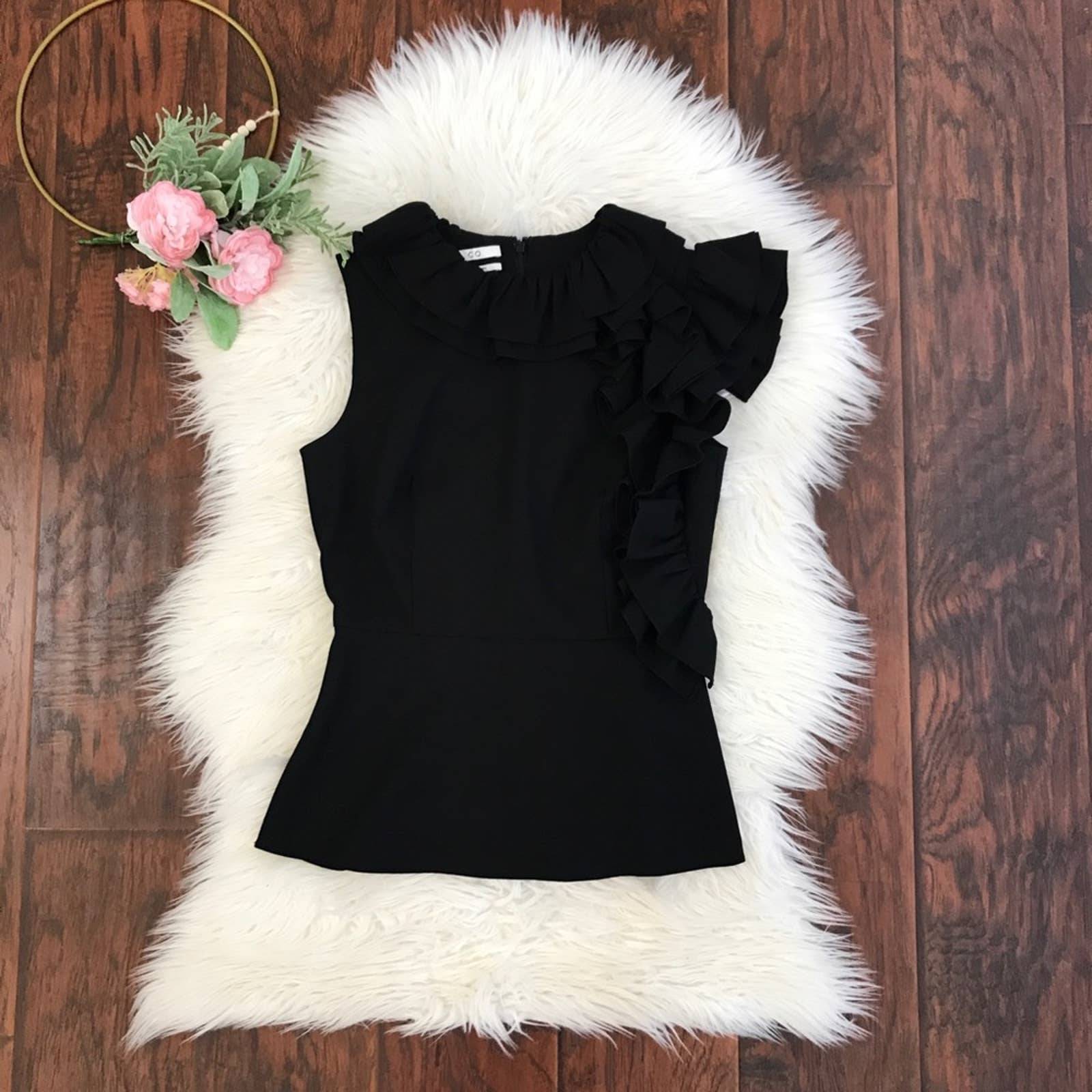 CO Black Ruffle Peplum Sleeveless Top XS