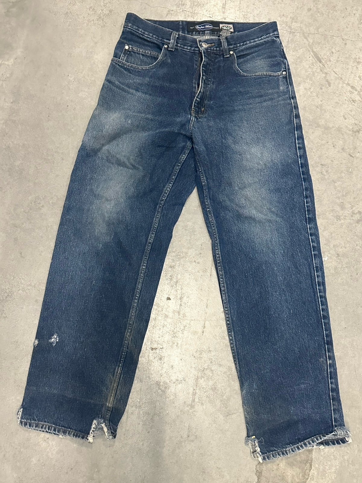 Vintage Anchor Blue Baggy Denim Jeans Skater Y2K 33x32