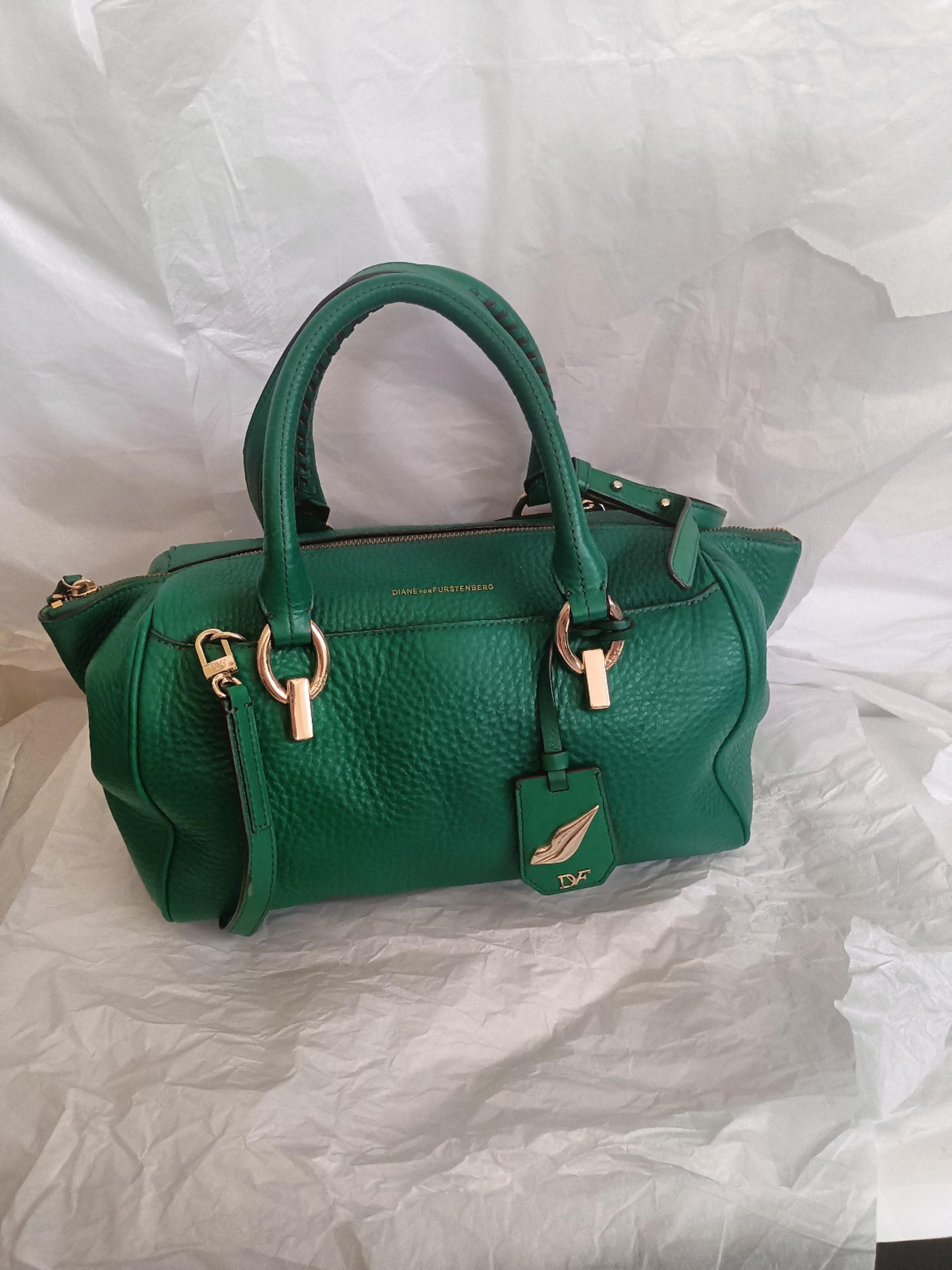 Diane Von Furstenberg DVF Sutra Duffle  green shoulder crossbody  bag Leather