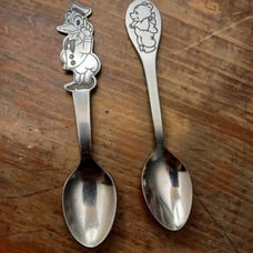 VTG Walt Disney 1980s Donald Duck Stainless Steel & Tommee Tippie Bear Spoons