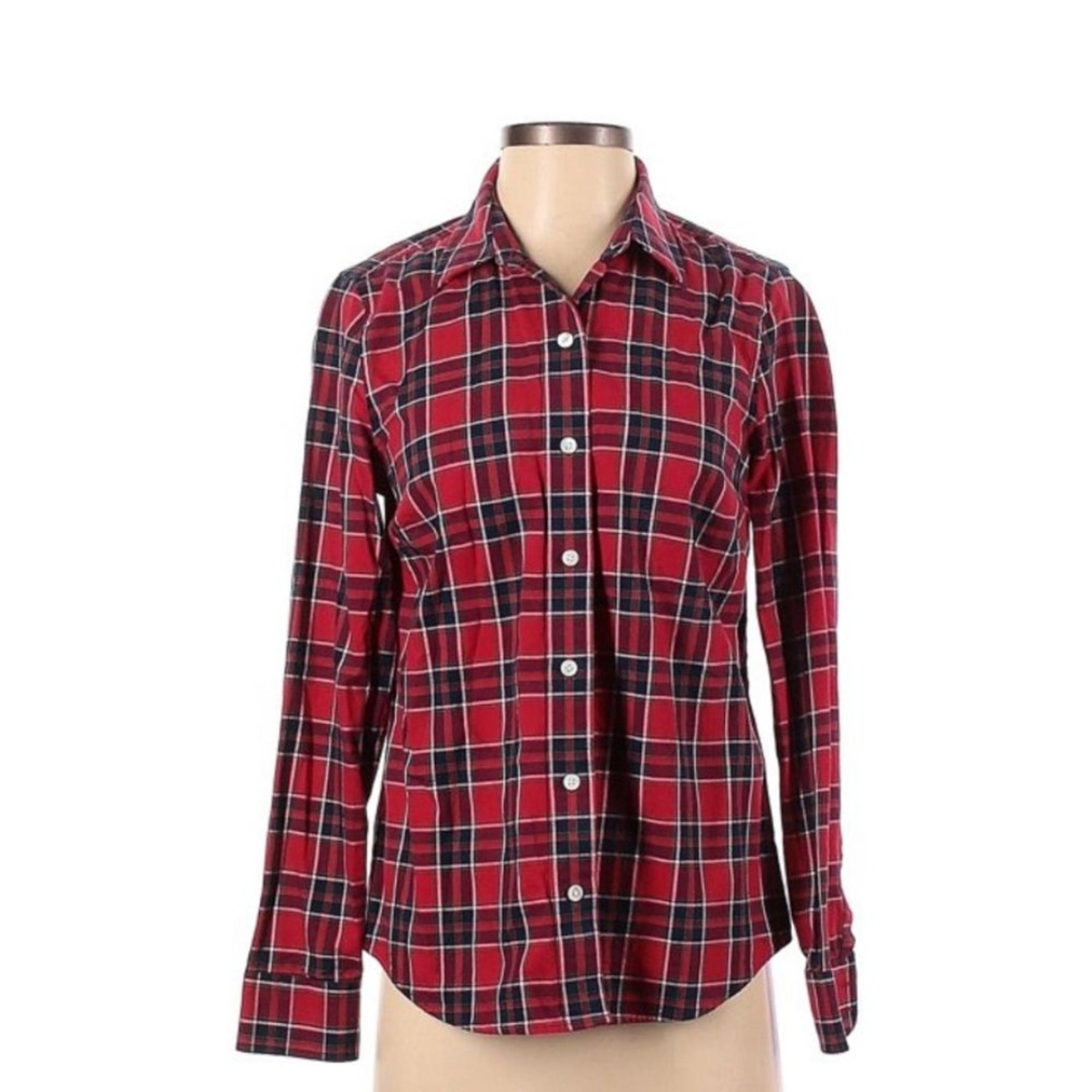 Vineyard Vines Women's Plaid Tartan Button Down Shirt Red Blue White Size 2