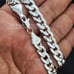 HIP HOP ICED SILVER TONE BRASS JESUS PENDANT & 925 STAMPED CUBAN CHAIN NECKLACE
