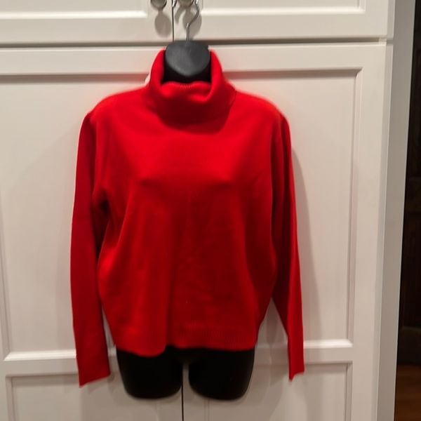 PENDELTON VINTAGE VTG Bold Red Merino Wool Turtle Neck Sweater Small Comfy Bold