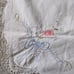 Vtg Handmade Hand Stitched Linen Card Table Tablecloth & 4 Napkins Heart Floral