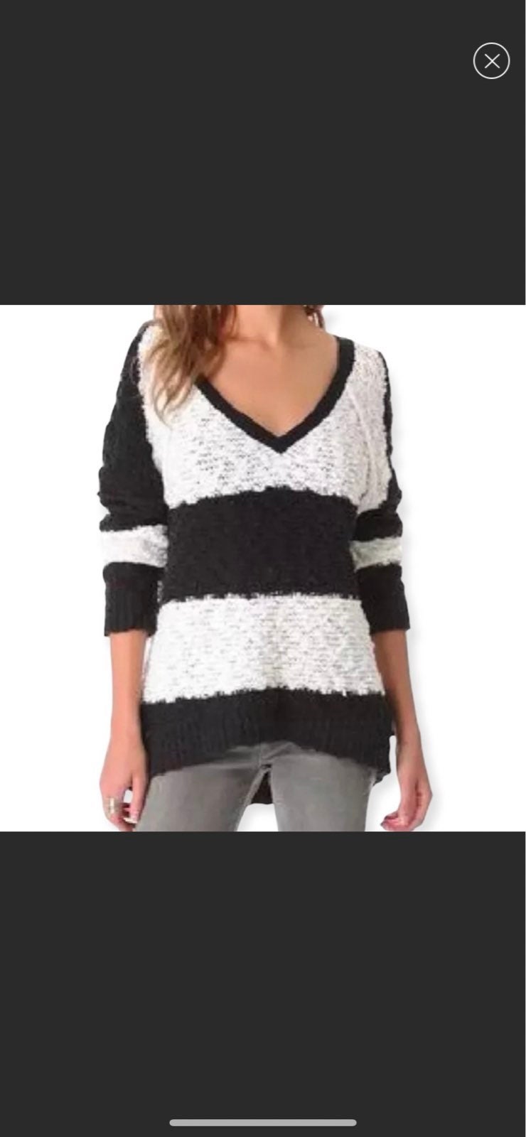 NWOT Free People Stripe V-neck Sweater Sz XS