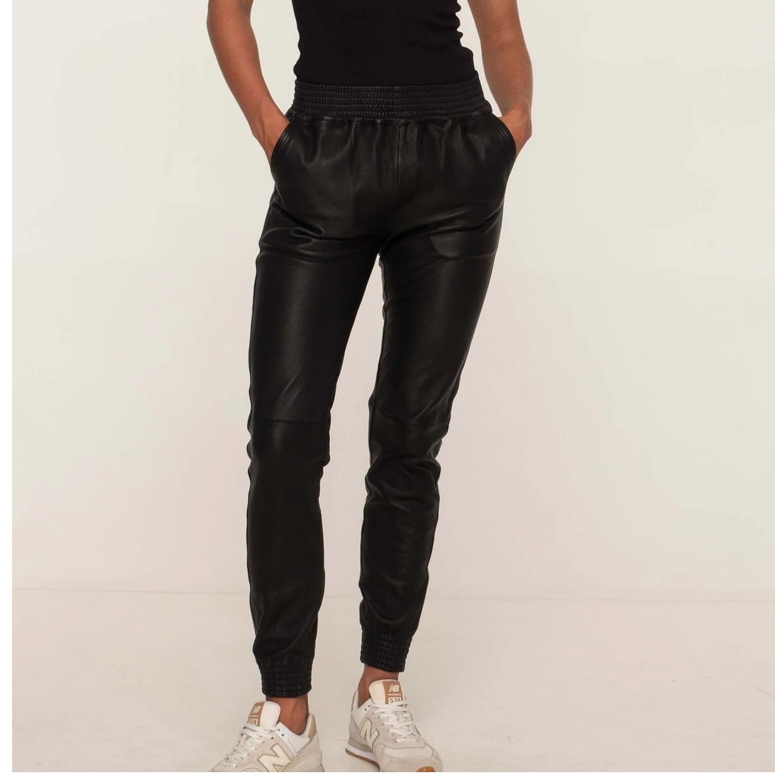 Liebeskind Berlin 100% Leather Jogger Pant in Black size 34 / Small