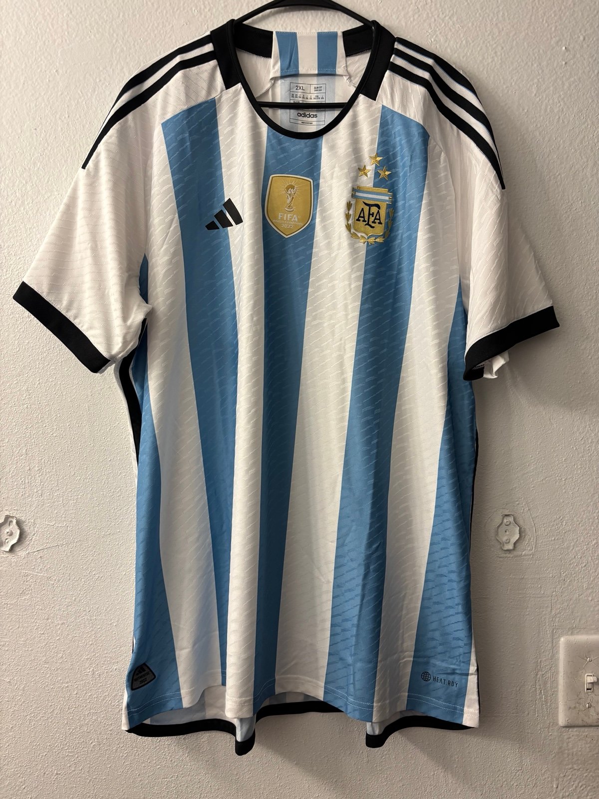 ADIDAS ARGENTINA 2023 3 STAR AUTHENTIC HOME PLAYER EDITION JERSEY SIZE 2XL