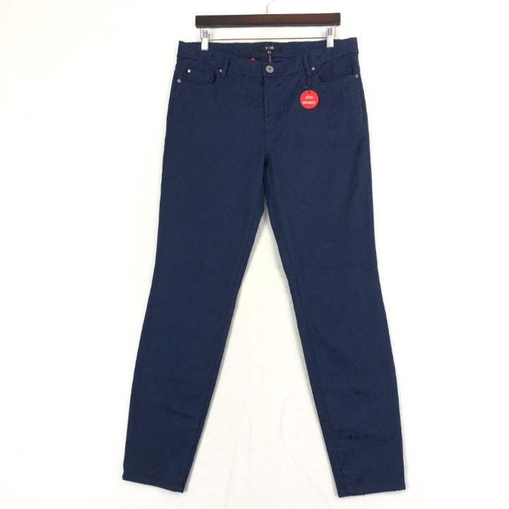Yest NWT Women's Size 12 Obigail Midnight Blue Zip Fly Jacquard Slim Fit Pants