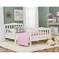 Toddler Beds with Safety Rails Frame for Kids Adult Children Bedroom Dorm White