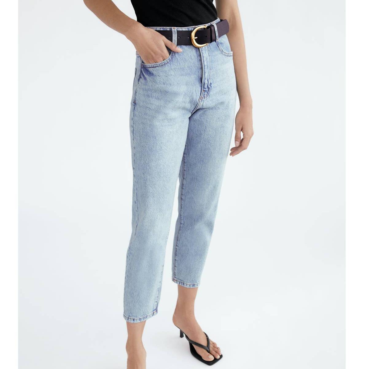 ZARA Mom Fit Jeans Z1975 Light Wash High Rise Loose Baggy Relaxed Fit Denim