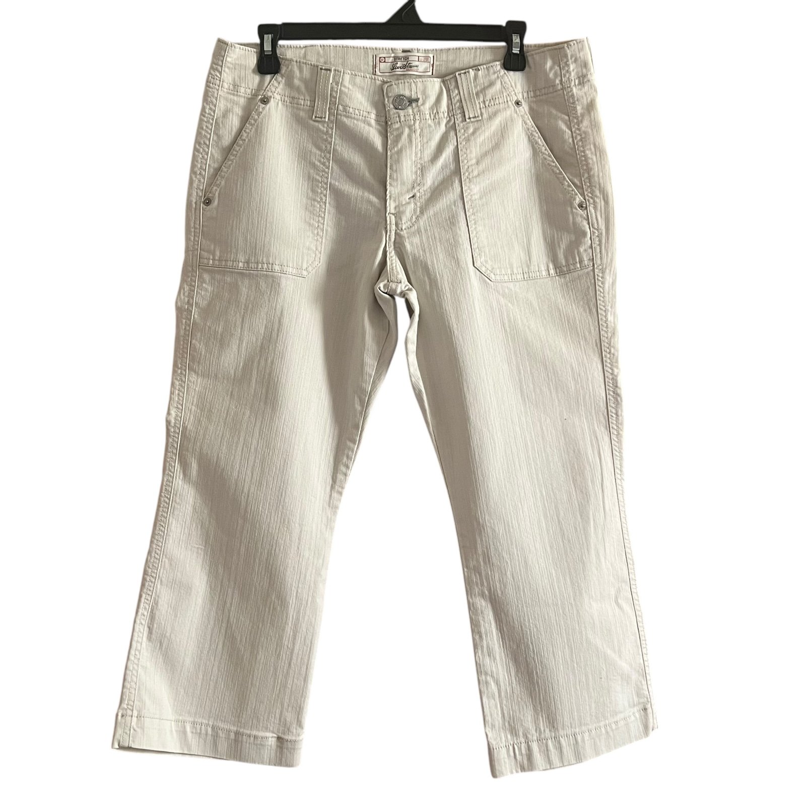Levi Strauss Signature Stretch Crop Pants Beige Casual Comfort Size 10