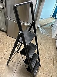 BRAND NEW 4 Step Ladder, Folding Step Stool with Wide Anti-Slip Pedal Black