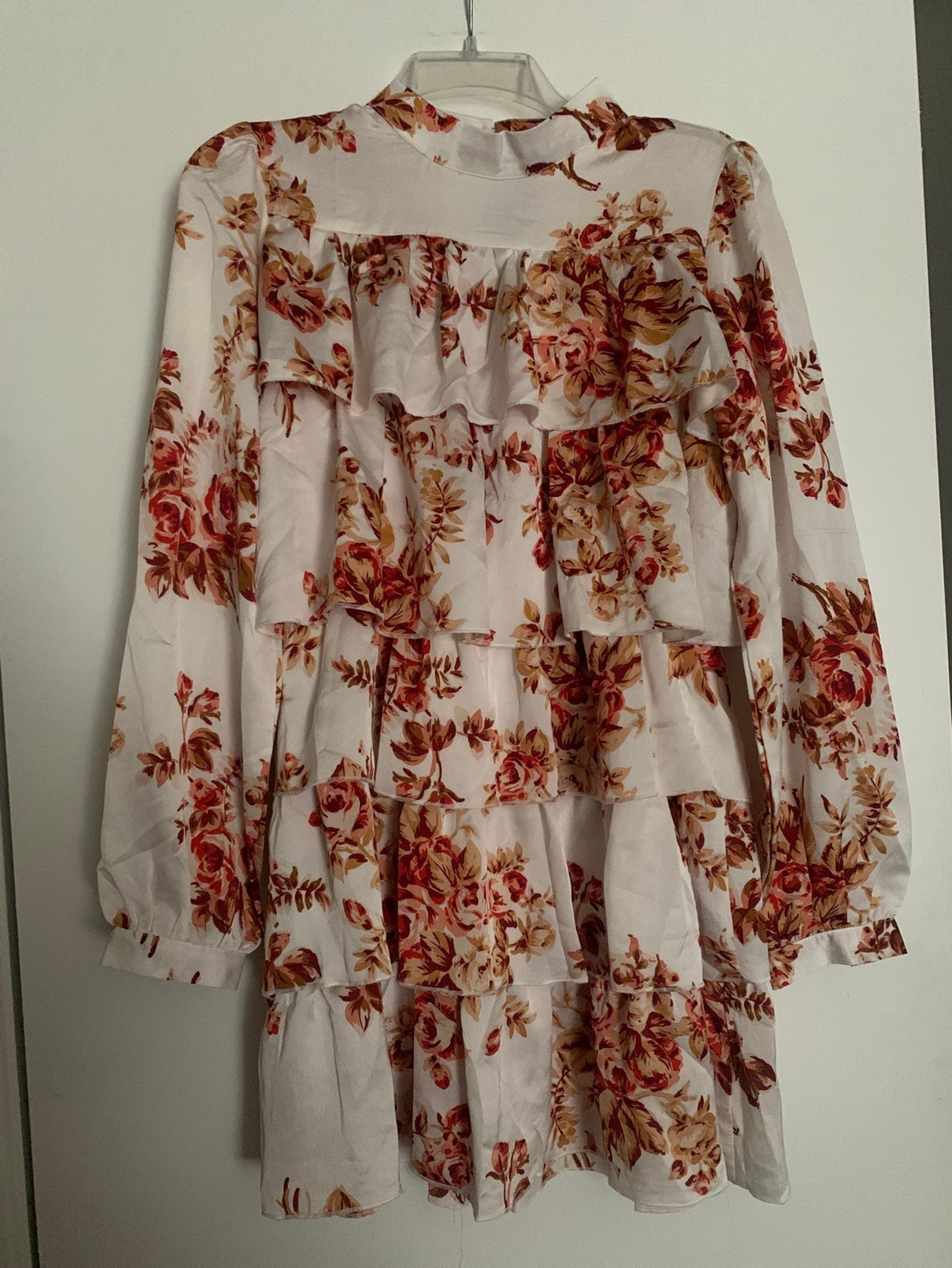 Nasty Gal Tiered Dress We Are Floral Mini High Neck Blouse Long Sleeve Boho